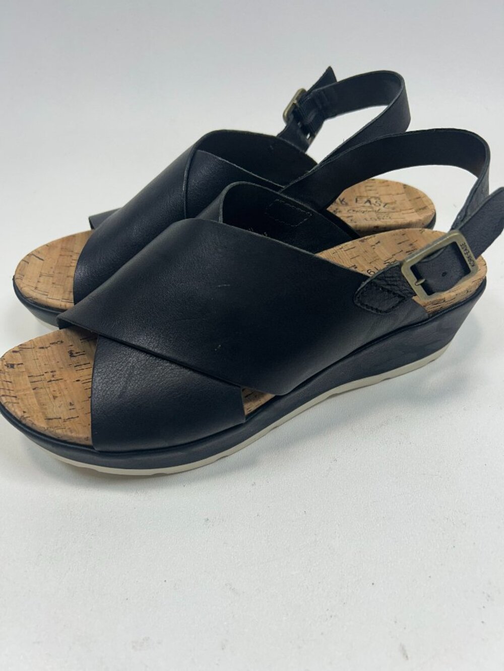 KORK-EASE Sandals Size 9 M Chloe BLACK Leather Criss Cross Slingback Platform